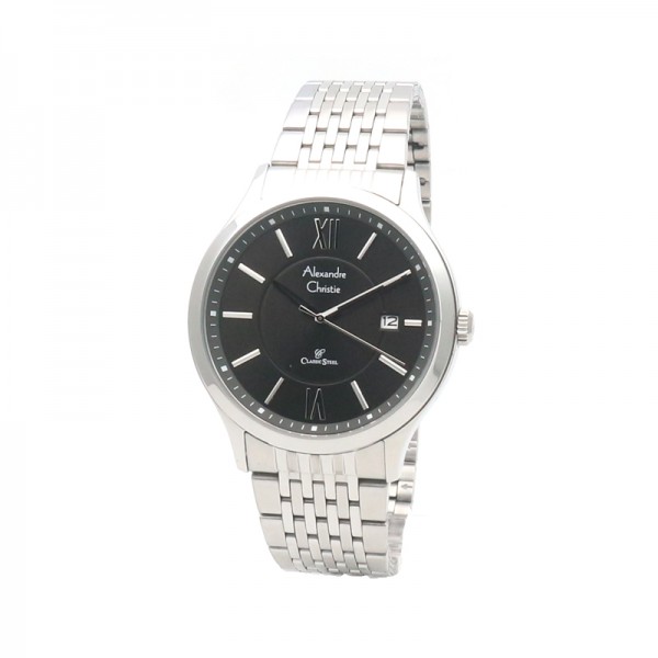 Alexandre Christie AC 8585 Silver Black Man MDBSSBA